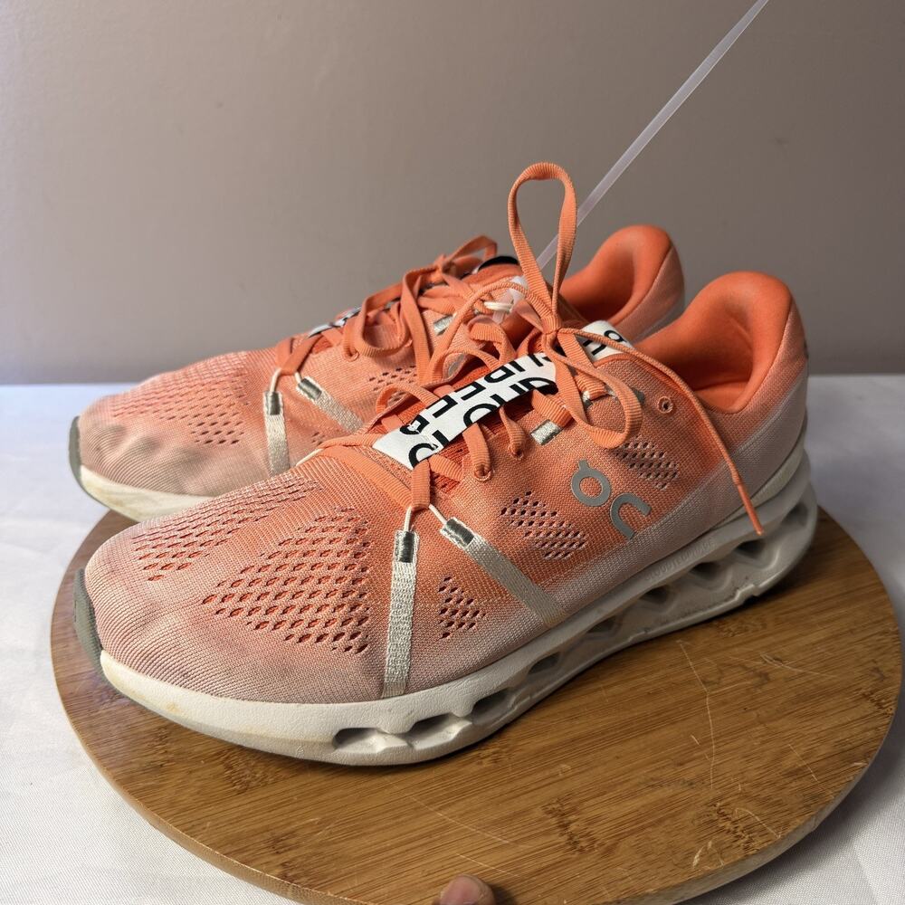 Size 11 - On Cloudsurfer Shoes Men’s Orange Running Cushion Cloudtec Sneaker - Picture 1 of 6